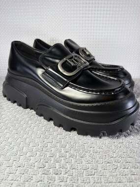 Naked Wolfe Slime Black Leather Platform Loafers